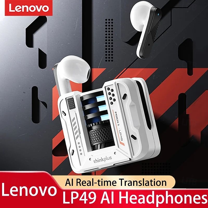 New Lenovo LP49 AI TWS Bluetooth V5.4 Earphones AI Translation With Multiple Languages Headphones Surround Sound Effect Earbuds
