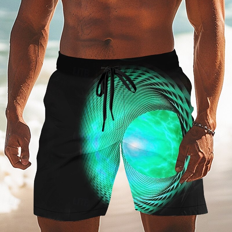 Men's Geometric Swirl Swim Trunks Swim Shorts Board Shorts Mid Waist Casual Outdoor Vacation Dailywear Side Pockets Mesh Lining Elastic Drawstring Waist Designer Clothing Apparel2