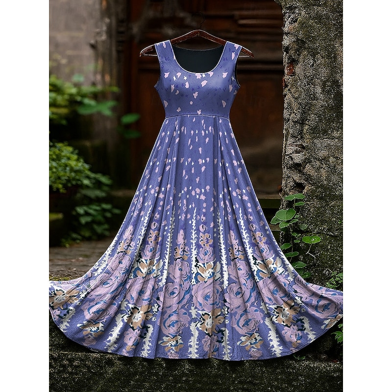 Women's Vintage Viking Celtic Knot Gradient Art Maxi Dress Sundress A Line Dress Slip Dress Pleated Dress Vacation Casual Boho Beach Regular Fit Graphic Sleeveless U Neck4