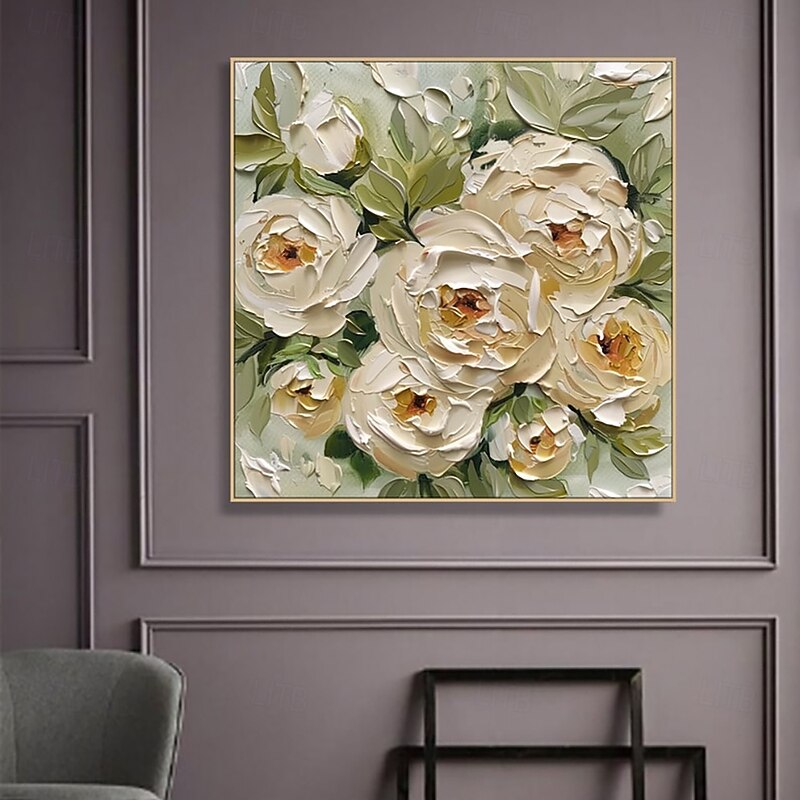 Handmade Oil Painting Canvas Wall Art Decoration Modern Abstract 3D Palette Knife Flowers for Home Decor Stretched Frame Hanging Painting/Rolled Canvas (No Frame)3