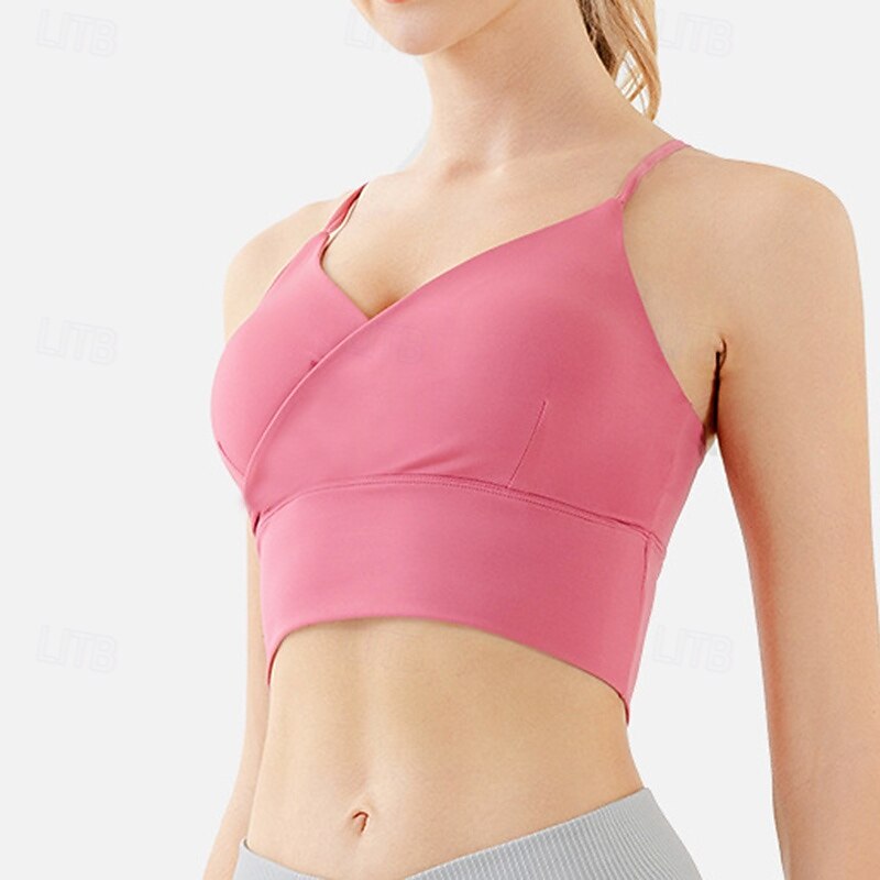 Women's Workout Tank Tops Sports Bra Underwear Medium Support Breathable Wireless Padded Solid / Plain Color Sport Activewear Black Pink Gym Fitness Yoga3