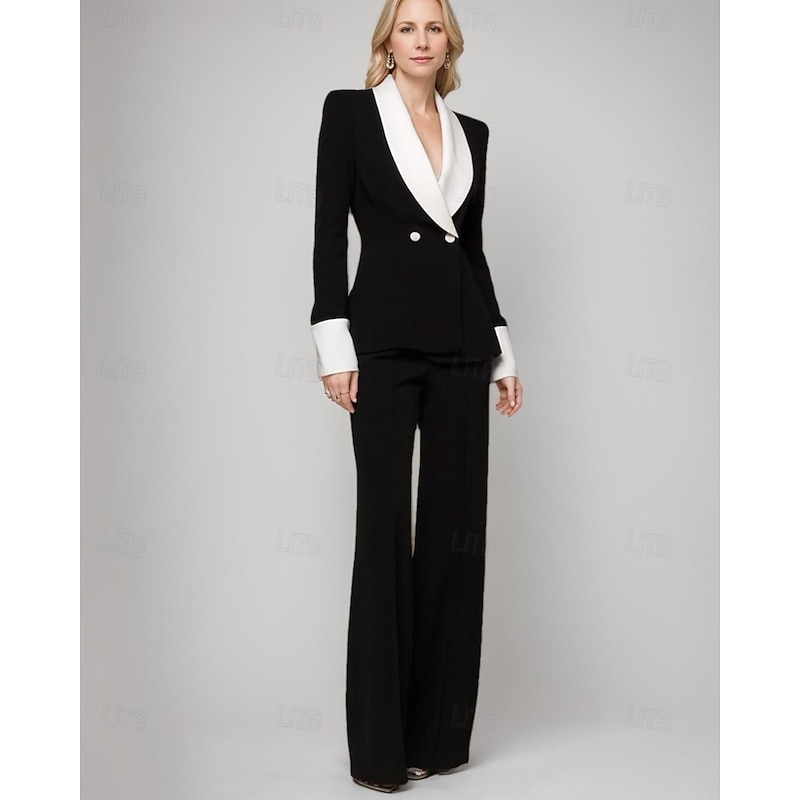 Women's Blazer Sport Coat Formal Wedding Guest Vintage Elegant Long Sleeve Shawl Lapel Double Breasted2