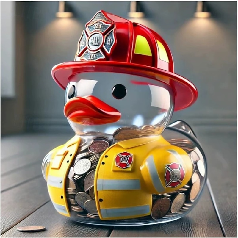 Everyday Hero Duck Piggy Bank, Transparent Resin Duck Figurine for Coins, Creative Duck Statue for Home Decor, Cute Desk Ornament for Kids or Adults2
