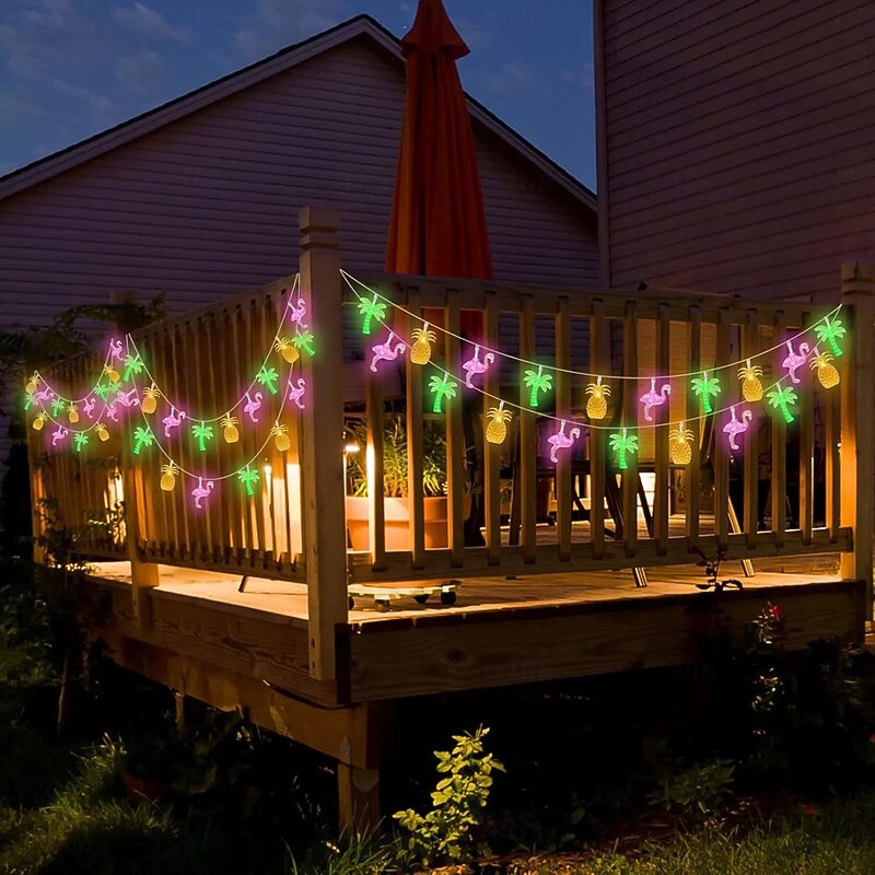 6.5m 30LED Solar String Lights Pineapple Coconut Tree Flamingo Fairy String Lights Holiday Wedding Garden Seaside Party Christmas Decoration3