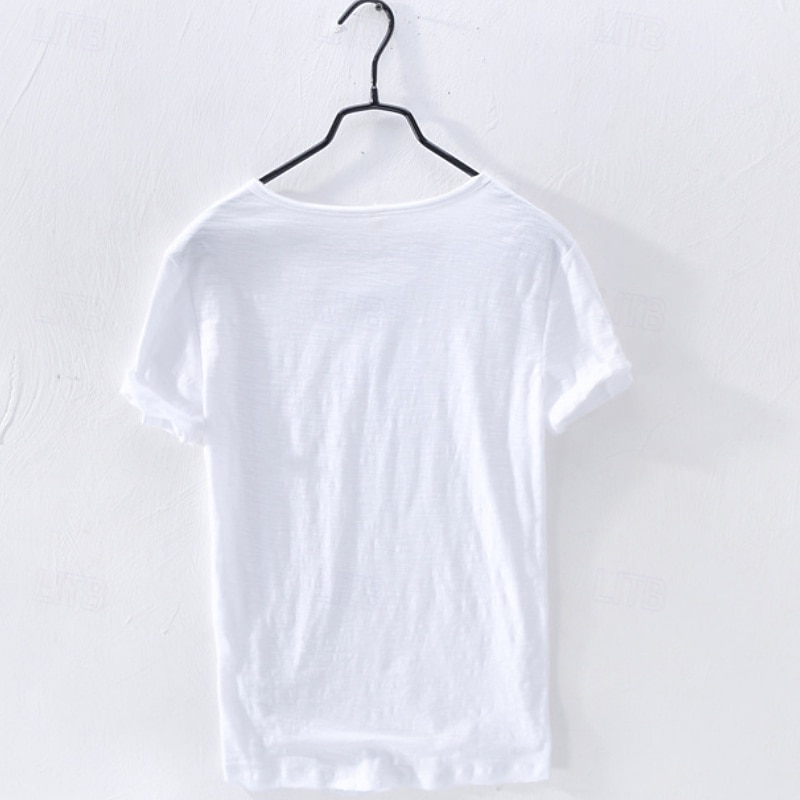 Men's Cotton T Shirt Tee Top Short Sleeves Crew Neck Summer Plain Fashion Designer Basic Classic Style Vacation Street Going out White Black Blue Top Tee for Men2