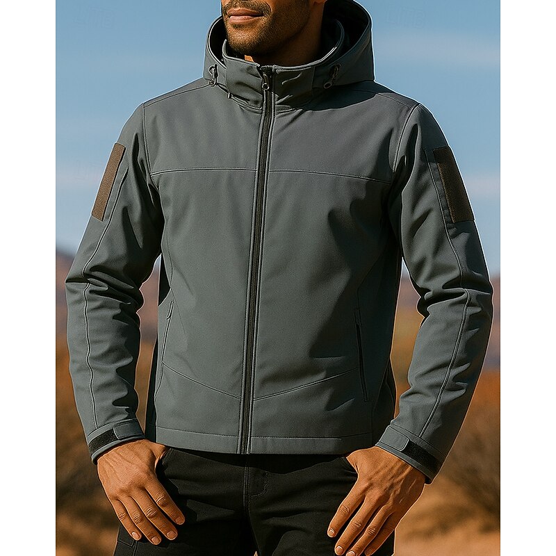 Men's Windbreaker Softshell Jacket Outdoor Waterproof Windproof Hiking Outfits Hiking Clothes Spring Autumn / Fall Top Hunting Camping / Hiking / Caving Traveling Solid Color Black Green Khaki3