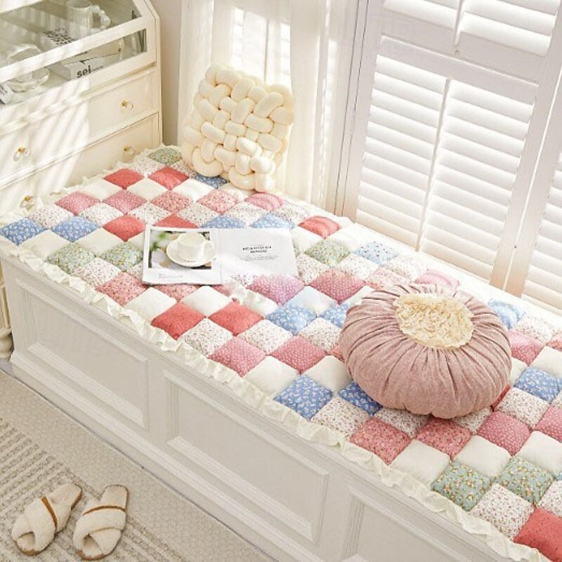 Cream Sofa Cover Large Plaid Square Fuzzy Pet Dog Mat Bed Couch Cover4