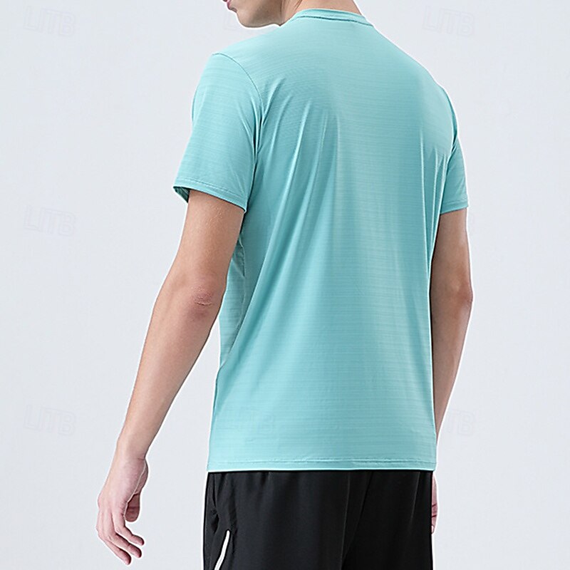 Men's Sport Tee Shirt Short Sleeve Crew Neck Top Outdoor Quick Dry Sweat wicking anti-odor Breathable Nylon Black White Blue Fishing Tennis Running4