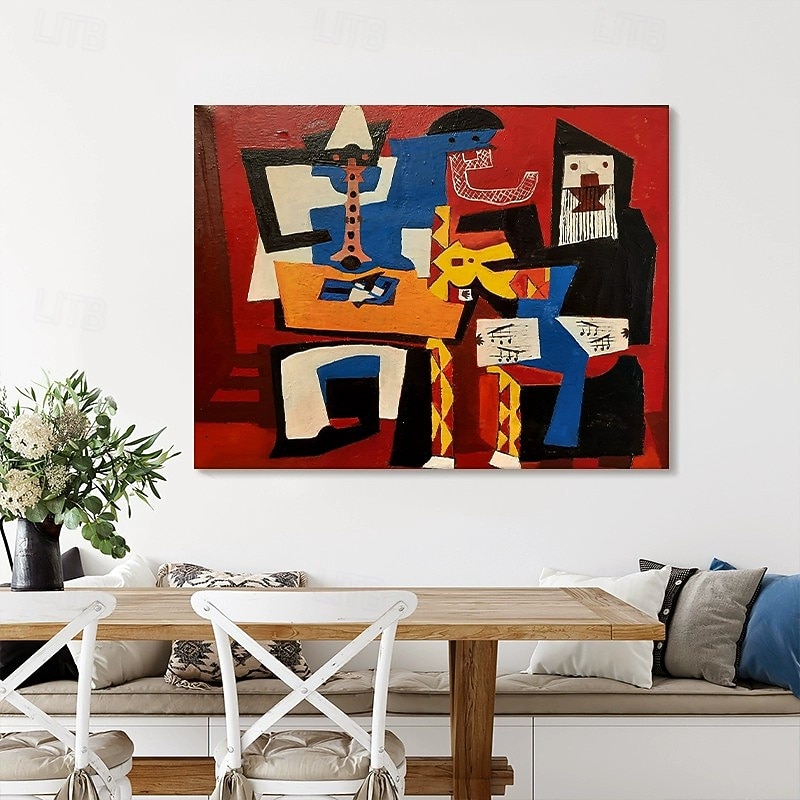 Handmade Oil Painting Canvas Wall Art Decoration Contemporary Famous Picasso Figure Abstract for Home Decor Stretched Frame Hanging Painting /Rolled Frameless Unstretched Painting