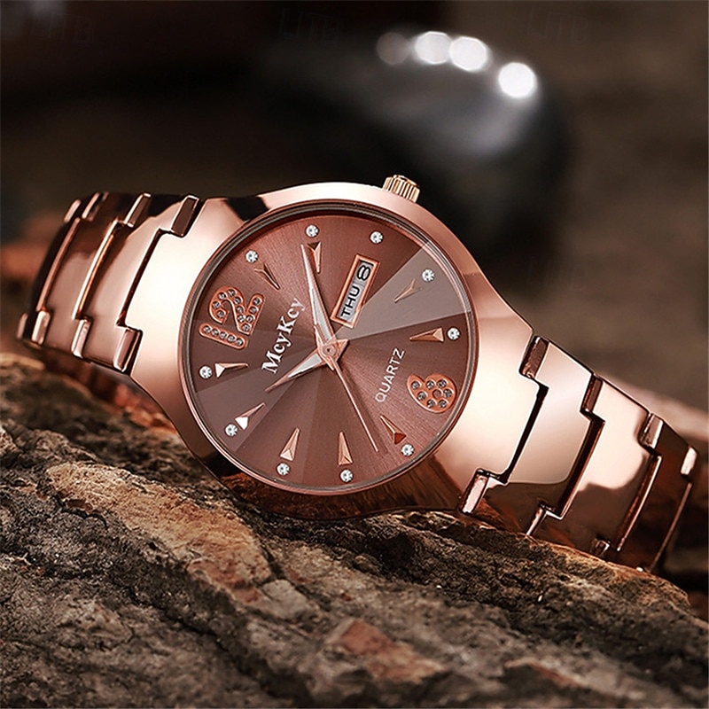 Women Men Quartz Watch Large Dial Sports Fashion Casual Calendar Date Waterproof Stainless Steel Strap Watch4