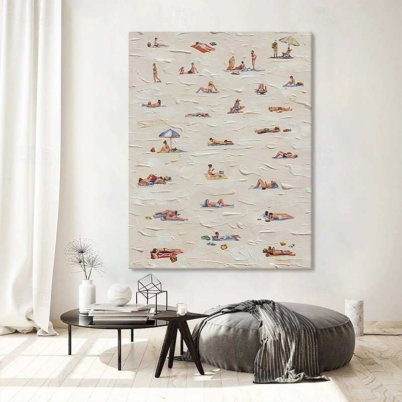 Handmade Oil Painting Canvas Wall Decoration Waves Beaches Texture Abstract Figures for Home Decor Stretched Frame Hanging Painting/Rolled Frameless Unstretched Painting2