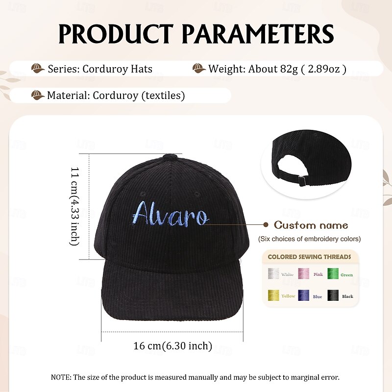 Personalized Name Embroidered Hat Custom Gift, Unisex Adjustable Baseball Cap, Everyday Casual Style for Valentine's Day, Christmas, Birthday, Family Friends Couples3