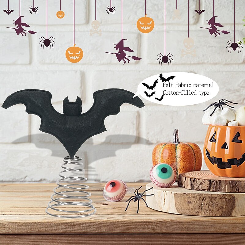 Halloween Bat Miniature Tree Topper Spooky Ornaments Halloween Tree Topper Mini Ornaments for Home Office Tabletop Party Haunted House Decor3