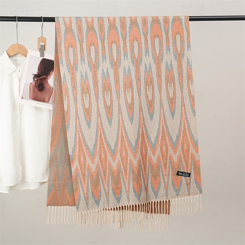 Women's Women's Shawls & Wraps Street Daily Date Blue Orange Scarf Print4