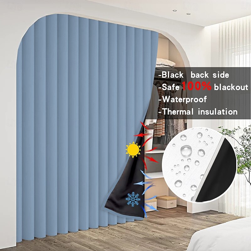 Curtain Drapes Solid Color Blackout Curtain Panel Modern Minimalist Thermal Insulated Drapes for Living Room, Bedroom, Balcony, Doorway, Fitting Room, Ready-Made Window Treatment - Main Image