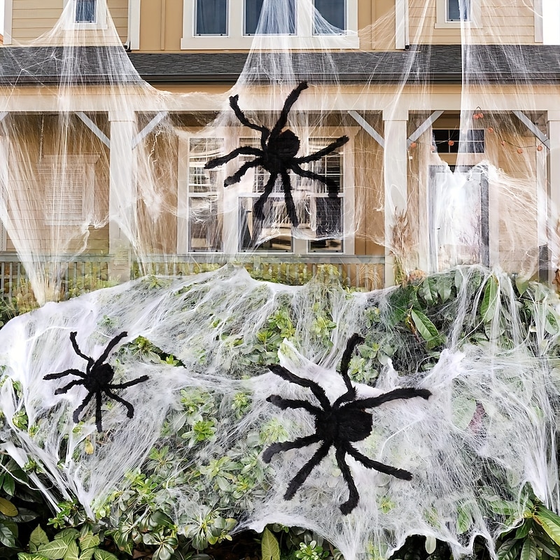 Halloween Outdoor Decorations Black Scary Giant Fake Hairy Spider Props for Yard Party Decor