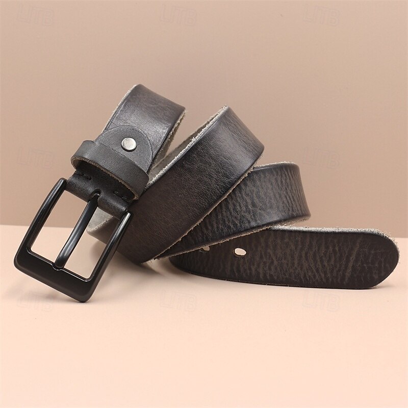 Men's Belt Waist Belt Black Kakhi Dermis Alloy Vintage Durable Adjustable Plain Outdoor Daily2