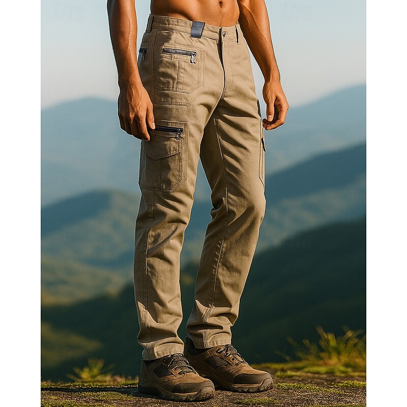 Men's Cargo Pants Hiking Pants Trousers Outdoor Regular Fit Waterproof Windproof Lightweight Bottoms Pocket Black Green Cotton Camping / Hiking Running S M L XL XXL3