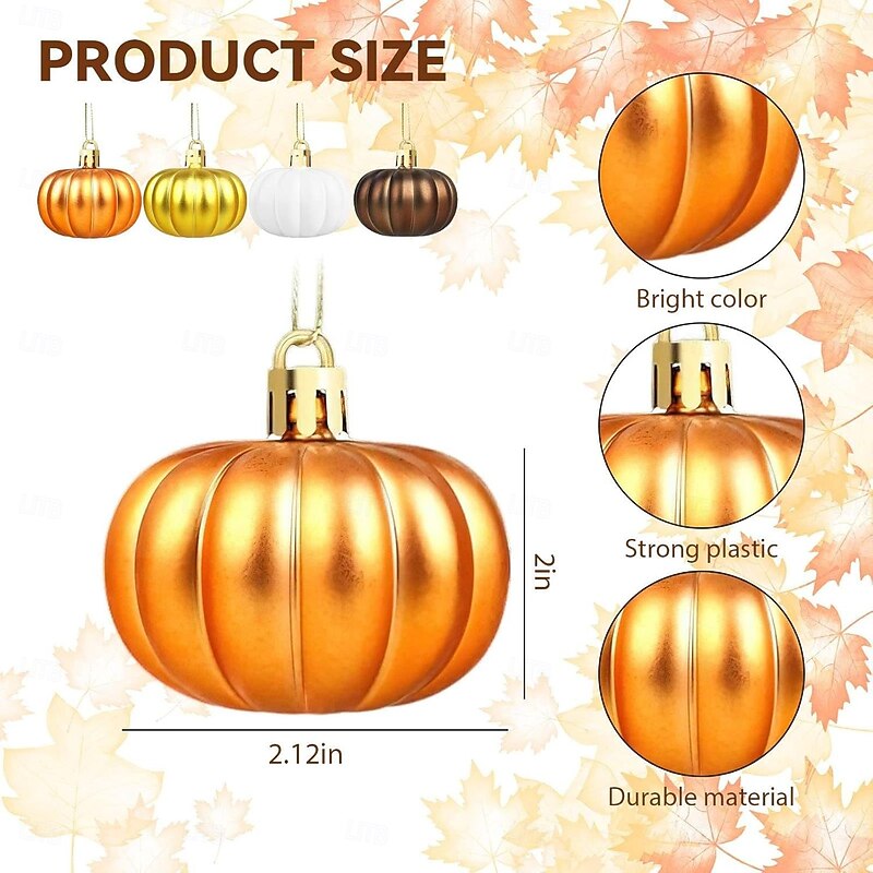 24 pcs Halloween Hanging Pumpkin Ornaments Fall Mini Thanksgiving Ball Ornaments, 2in Flat Artificial Pumpkin Decorations for Harvest Festival, Halloween Party, Autumn Wreath or Table Display4