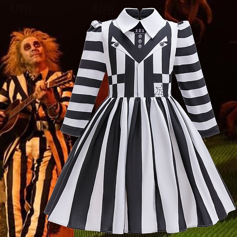 Beetlejuice Zombies Costume Fancy Dress Horror Horror Scary Costume Movie Cosplay for Women's Adults' Halloween Carnival Performance Party