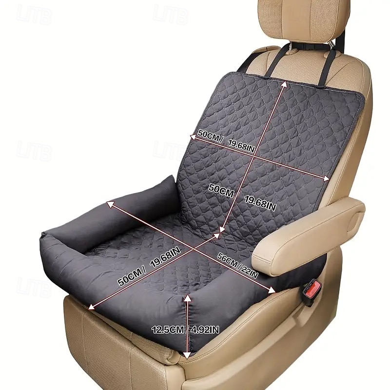 Durable Dog Car Seat Cover - Waterproof Polyester Pet Nest for Front Passenger Seat Non- Fabric Comfortable Puppy Travel Hammock with Sturdy Straps Pet Travel AccessorySecure Pet Seat Cover2