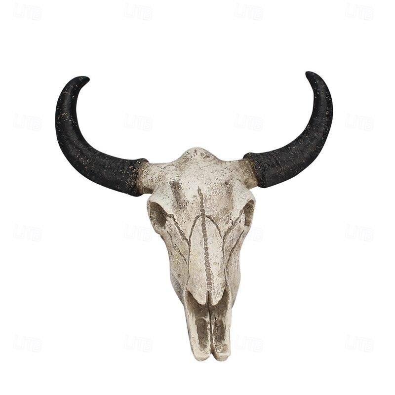 Halloween Cow Skull Wall Decor Vintage Animal Bone Wall Hanging Rustic Resin Bull Head Ornament 3D Cow Skull Decoration for Home Bar Party Room Decor2