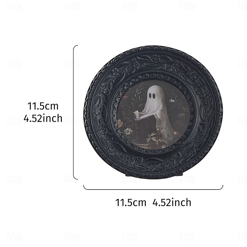 Halloween Gothic Resin Photo Frame Decor with 3D Ghost Reading and Ivy Pattern, Spooky Home Decoration Frame for Halloween Party, Bedroom, Living Room, and Study2