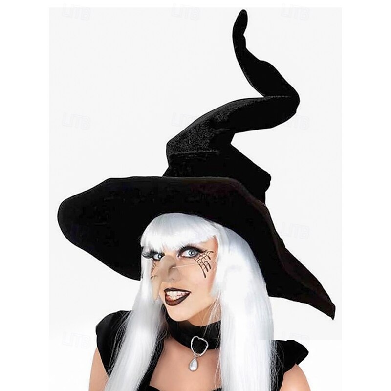 Women's Velvet Witch Hat for Halloween – Pointed Gothic Costume Accessory for Women's Cosplay, Parties and Festivals4