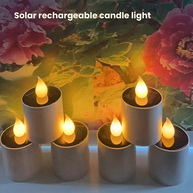 6 Pcs Outdoor Solar Waterproof Candle Light Courtyard Garden Indoor and Outdoor Halloween Christmas Wedding Party Festive Atmosphere Decorative Light3
