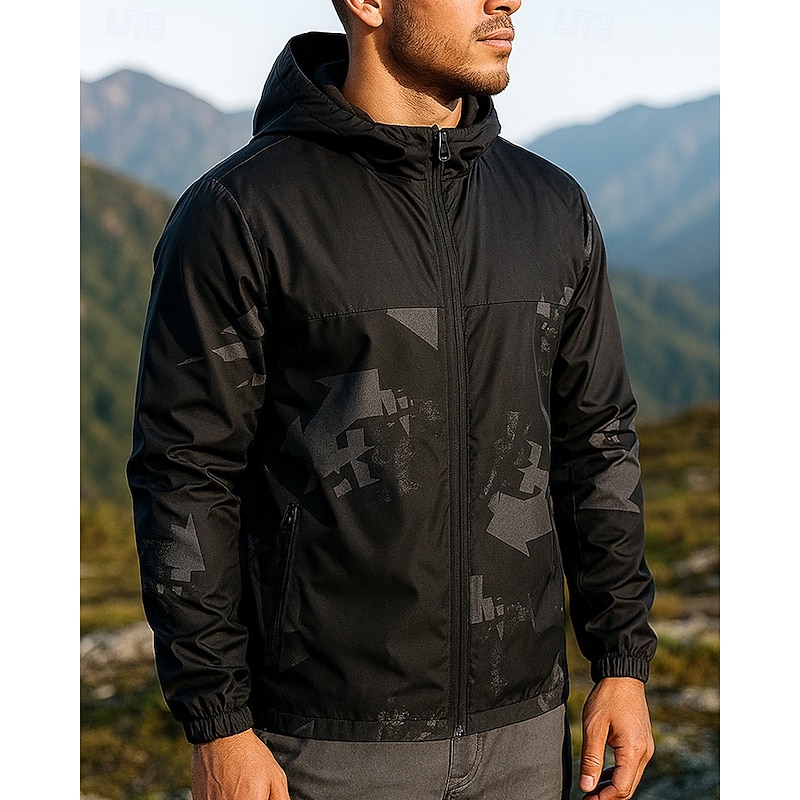 Men's Windbreaker Hiking Jacket Outdoor Waterproof Windproof Lightweight Hiking Outfits Hiking Clothes Spring Autumn / Fall Top Camping / Hiking / Caving Running Camo Red Blue Grey3