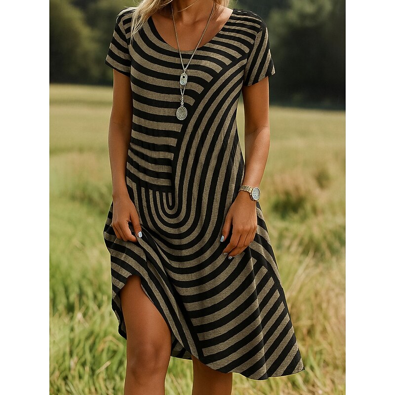 Women's Mini Dress Casual Dress T Shirt Dress Tee Dress Sundress A Line Dress Casual Regular Fit Graphic Geometric Short Sleeve V Neck Red Blue Purple Brown Summer Spring2