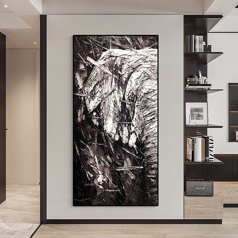 Handmade Oil Painting Canvas Wall Art Decoration Modern Abstract Palette Knife Black and White Elephant Home Decor Rolled Frameless Unstretched Painting3