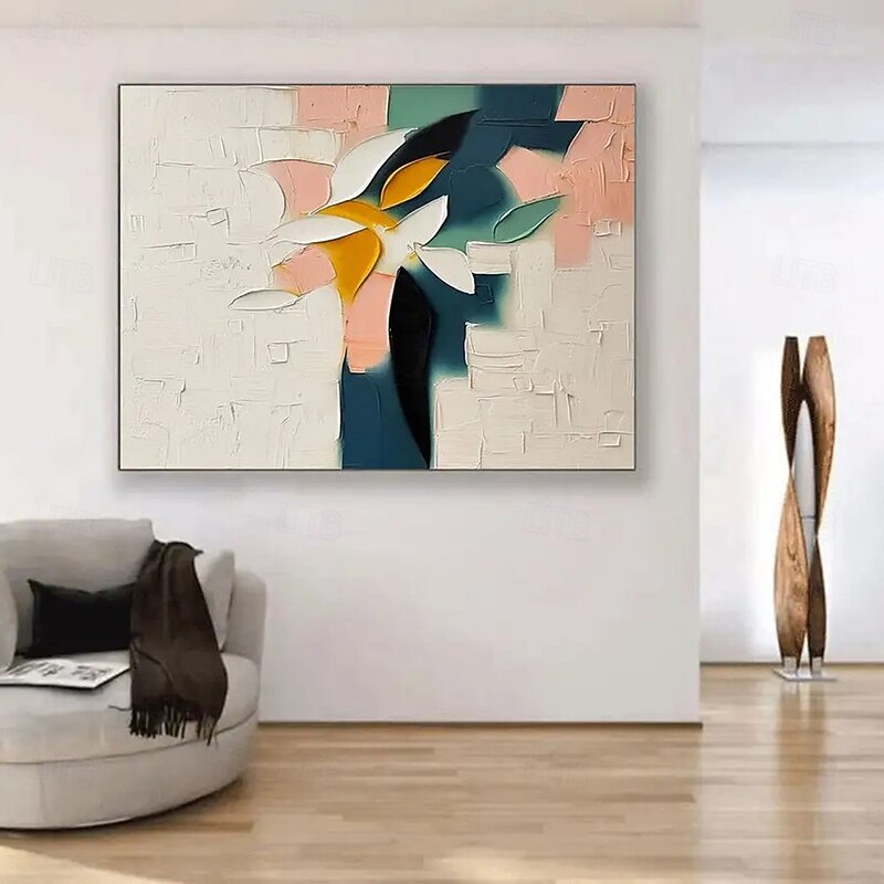 Handmade Oil Painting Canvas Wall Art Decoration Modern Abstract Thick Oil 3D Knife Flowers for Living Room Home Decor Rolled Frameless Unstretched Painting4