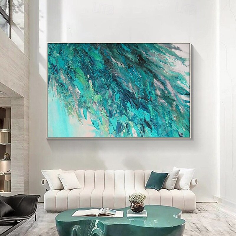Handmade Oil Painting Canvas Wall Art Decoration Hand-painted  Modern Green Abstract for Home Decor Rolled Frameless Unstretched Painting2