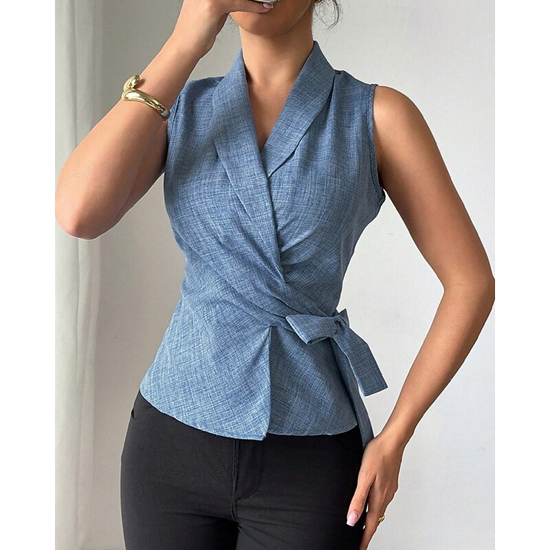 Women's Shirt Texture Blouse Summer Tops Plain Daily Stylish Basic Short Sleeve V Neck Regular Tops Work Daily Holiday Tunic Blue Spring Fall2
