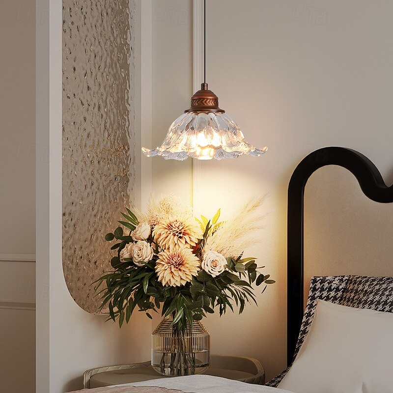 Traditional Vintage Glass Pendant Light, Artistic Lantern Design, 18cm Height, Warm White/White Light, E14, Adjustable Chain3