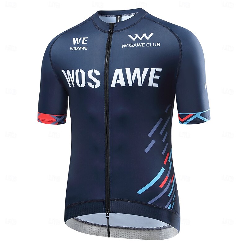 WOSAWE Spring Summer Men's Cycling Short Sleeve Printed Top Road Bike Quick Dry Breathable Cycling Jersey Short Sleeve BD2712