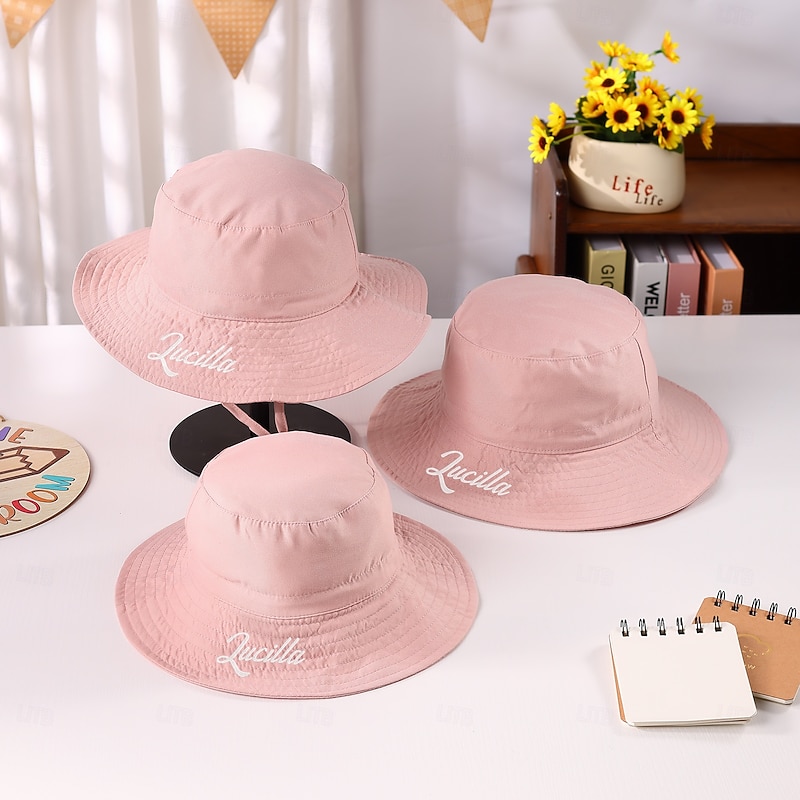 Personalized Name Kids Bucket Hat Custom Outdoor Gift, Embroidered Sun Hat with Custom Font and Color, Quick-Dry Breathable Cap for Ages 0-8, Wide Brim Sun Protection