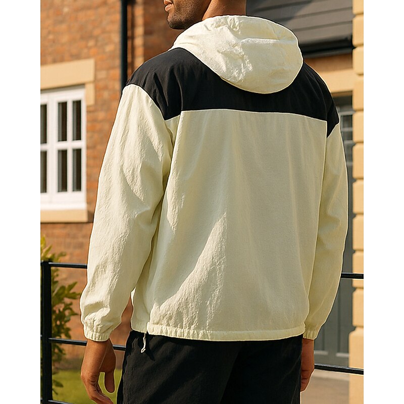 Men's Zip Up Hoodie Outdoor Jacket Drawstring Pocket Long Sleeve Top Athleisure Patchwork Sun Protection Windproof UPF50+ Lightweight Hiking Workout Athletic Sportswear Activewear Light Grey Green2