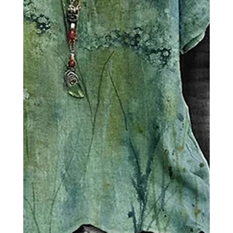 Women's T Shirt Tee Top Floral Fashion Modern Short Sleeve Crew Neck Regular Tops Daily Going out Beach Wear Print Green Summer3