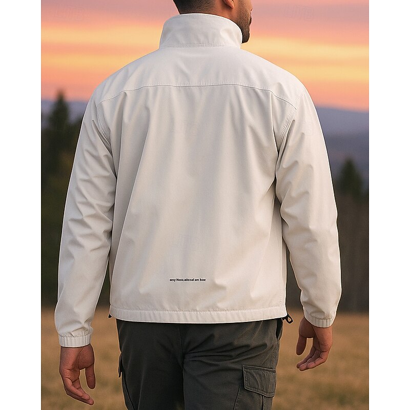 Men's Hiking top Long Sleeve Stand Collar Top Outdoor Waterproof Windproof Lightweight Quarter-Zip Polyester Black White Pink Fishing Camping / Hiking / Caving Running2