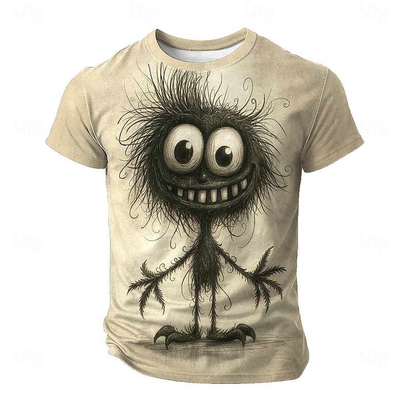 Men's Character Funny T Shirt Short Sleeve T shirt 3D Print Crew Neck Shirt Fashion Exaggerated Daily Party Street Casual Blue Green Khaki Summer Spring All Seasons Clothing Apparel S M L XL XXL XXXL
