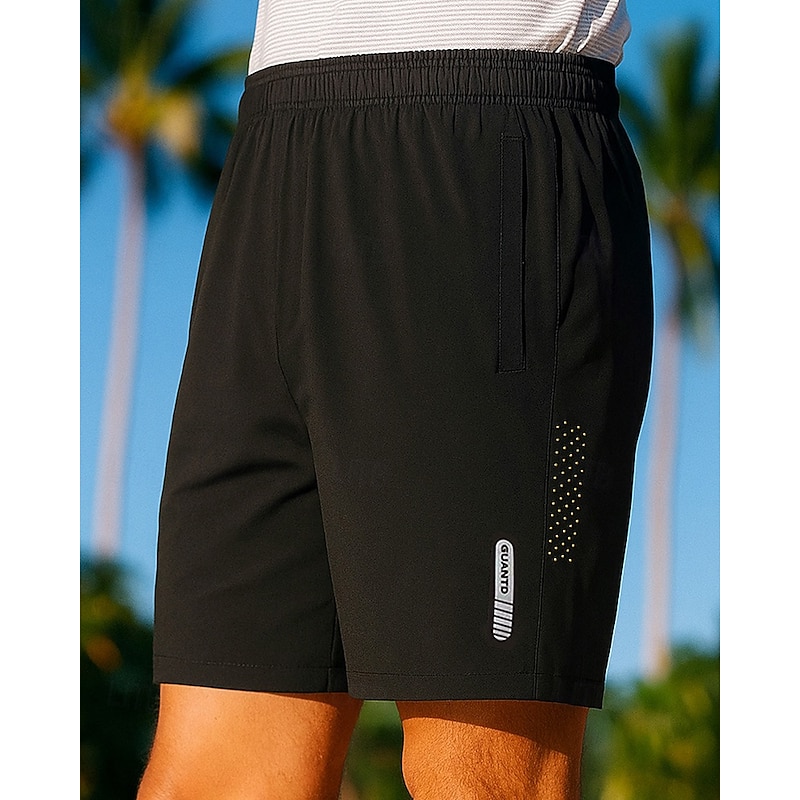 Men's Running Bottoms Workout Shorts Pocket Reflective Strip High Waist Bottoms Athleisure Gym Workout Quick Dry Moisture Wicking Breathable Gym Workout Outdoor Running Loose Fit Sportswear Activewear