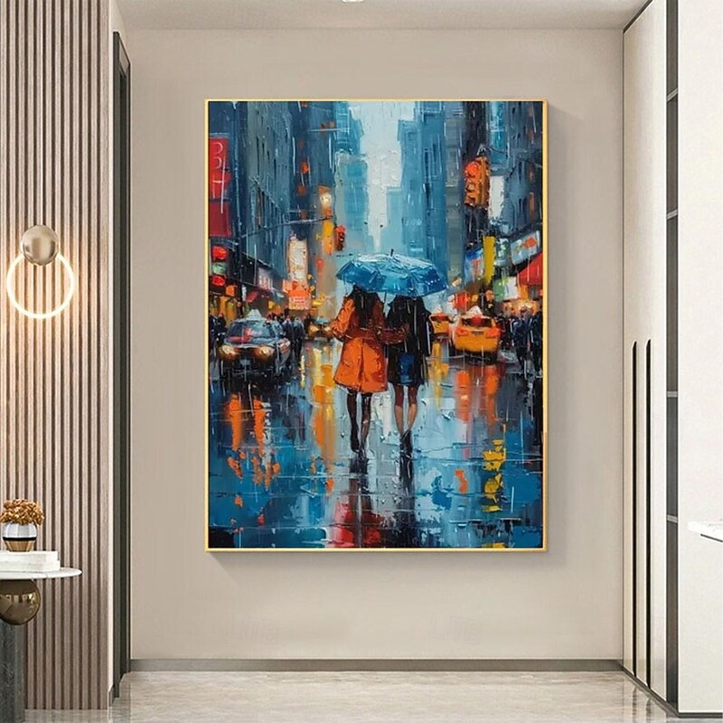 large firgure oil painting handmade Acrylic women Rainy Cityscape Oli Painting Large street art landscape  oil painting hand painted Canvas Art painting Wall Art Hand painted girl oil paintings3