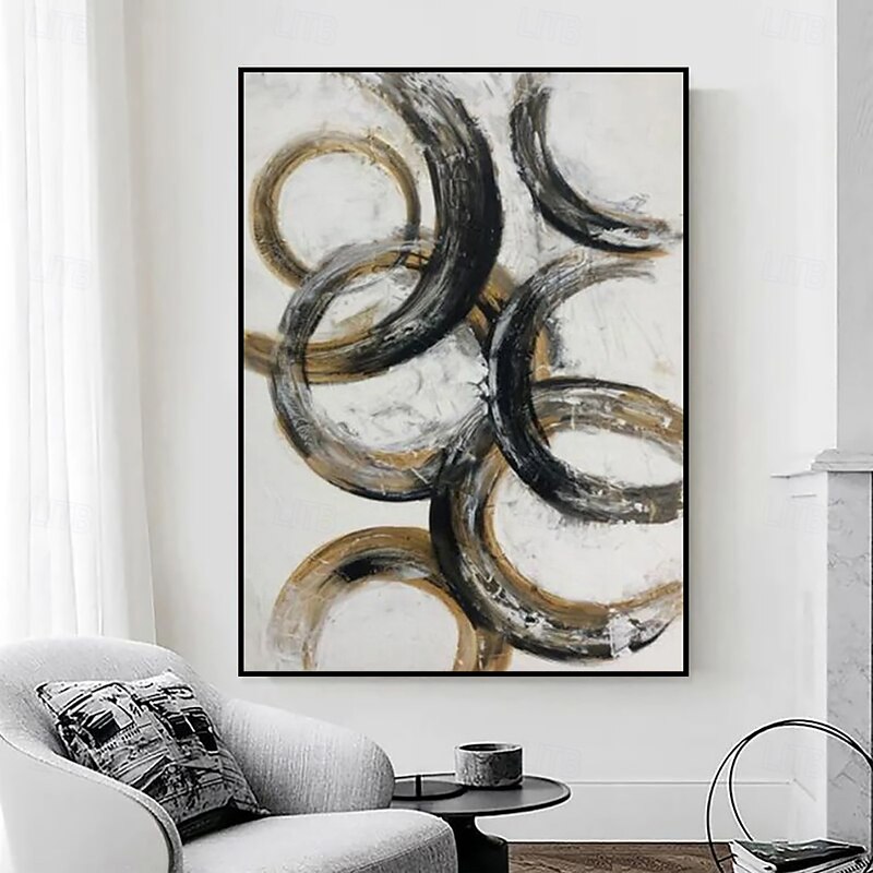 Handmade Oil Painting Canvas Wall Art Decoration Simple Circle Abstract for Home Decor Stretched Frame Hanging Painting/Rolled Frameless Unstretched Painting