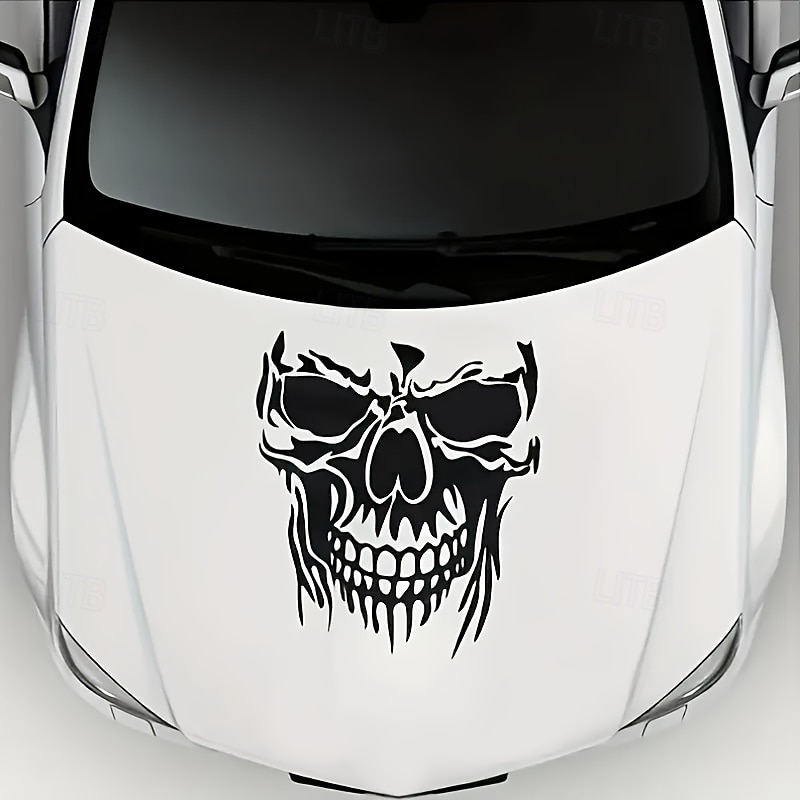 2pcs Large Skull Car Stickers - 58x50cm Waterproof & Scratch-Resistant Vinyl Decals for Side Mirrors Windows Bumpers - Perfect for Halloween & Christmas Decor Durable Polyethylene Material