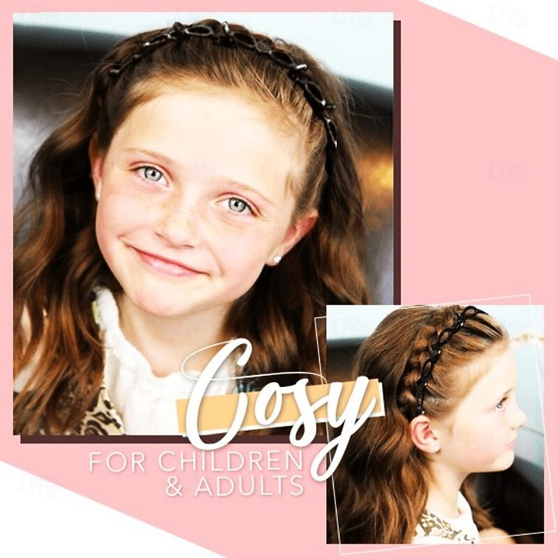 2 Pack Double Bangs Hairstyle Hairpin, Multi-Layer Hollow Braided Headband, Double Layer Bangs Clip Hair Band, Trendy Criss-Cross Hair Hoop for Women and Girls4