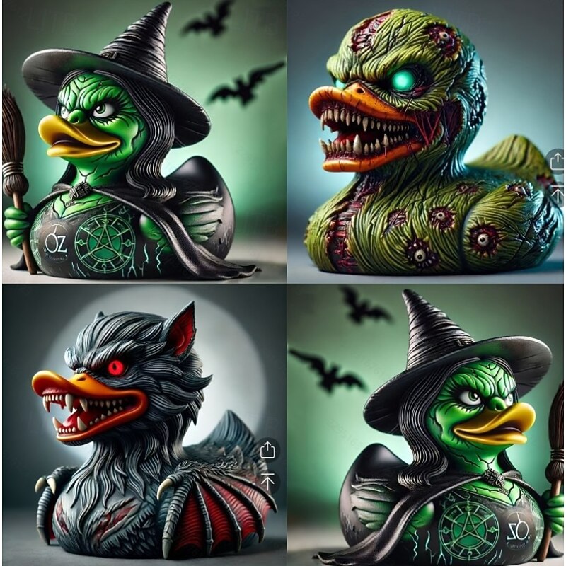 Halloween Dark Wizard Duck Figurine Resin Duck Statue Horror Gothic Werewolf Mutant Duck Party Decor, Spooky Resin Craft for Tabletop, Shelf, or Halloween Display