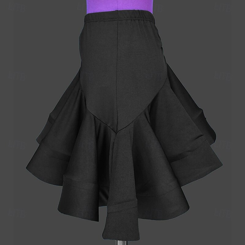 Latin Dance Skirts Pure Color Splicing Women's Performance Training High Spandex3