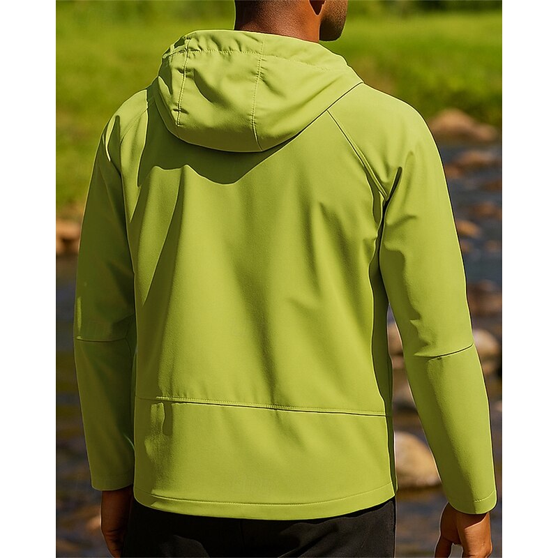 Men's Windbreaker Softshell Jacket Hiking Jacket Outdoor Waterproof Windproof Quick Dry Lightweight Hiking Outfits Hiking Clothes Spring Autumn / Fall Jacket Tennis Golf Running Solid Color Green2